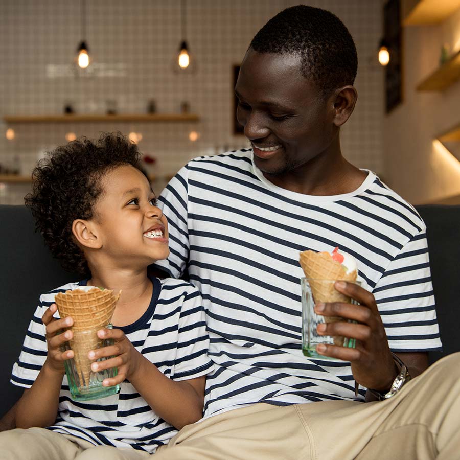 Father And Son Eating Ice Cream