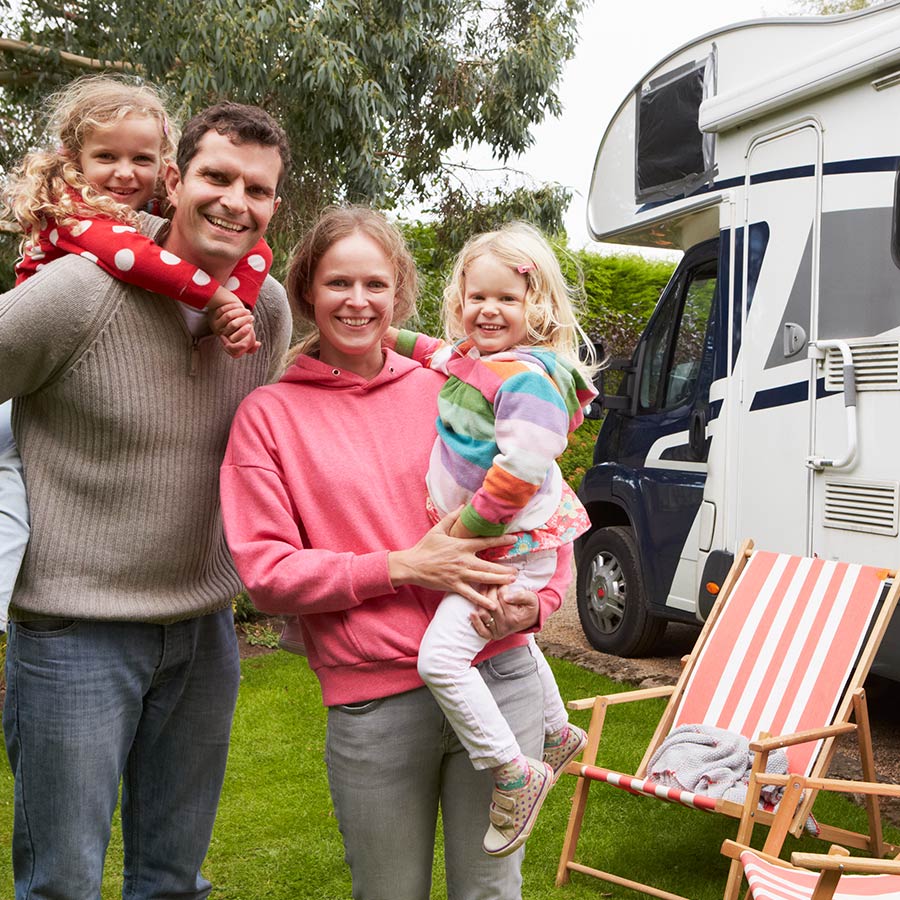 Family Camping In Rv Camper